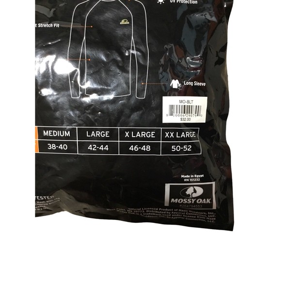Mossy Oak  Baselayer Long Sleeve Crew Black Size XL New - Picture 5 of 6